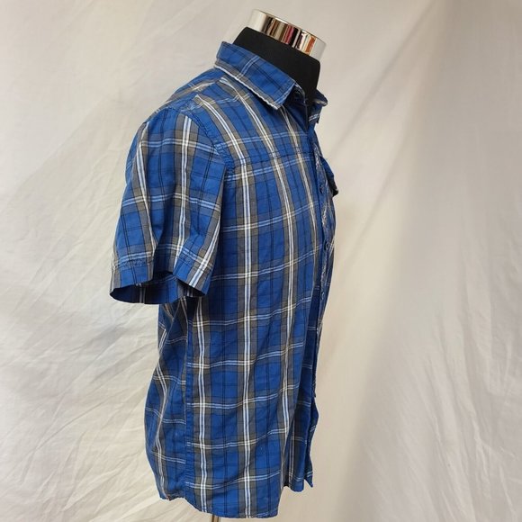 Realtree Mens Small Blue stripe Short Sleeve Button Up Shirt - Picture 9 of 10